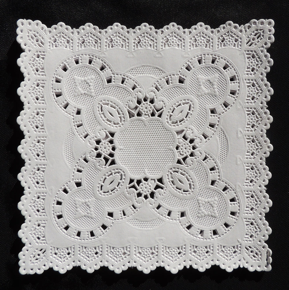 20 Embossed French Lace Paper Doilies 4-8 Inches White Paper 